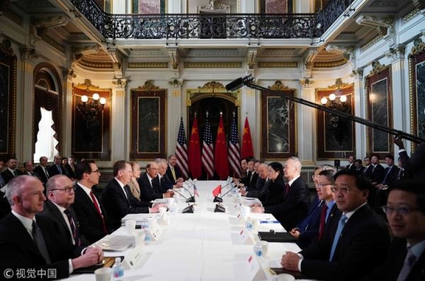 The seventh round of China-US high-level economic and trade consultations is held in Washington DC from February 21st to 24th, 2019. [Photo: VCG]